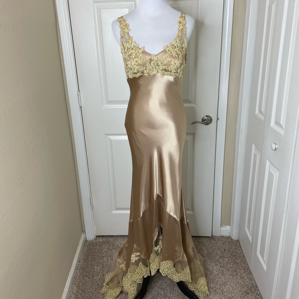 Elegant Golden Satin Dress